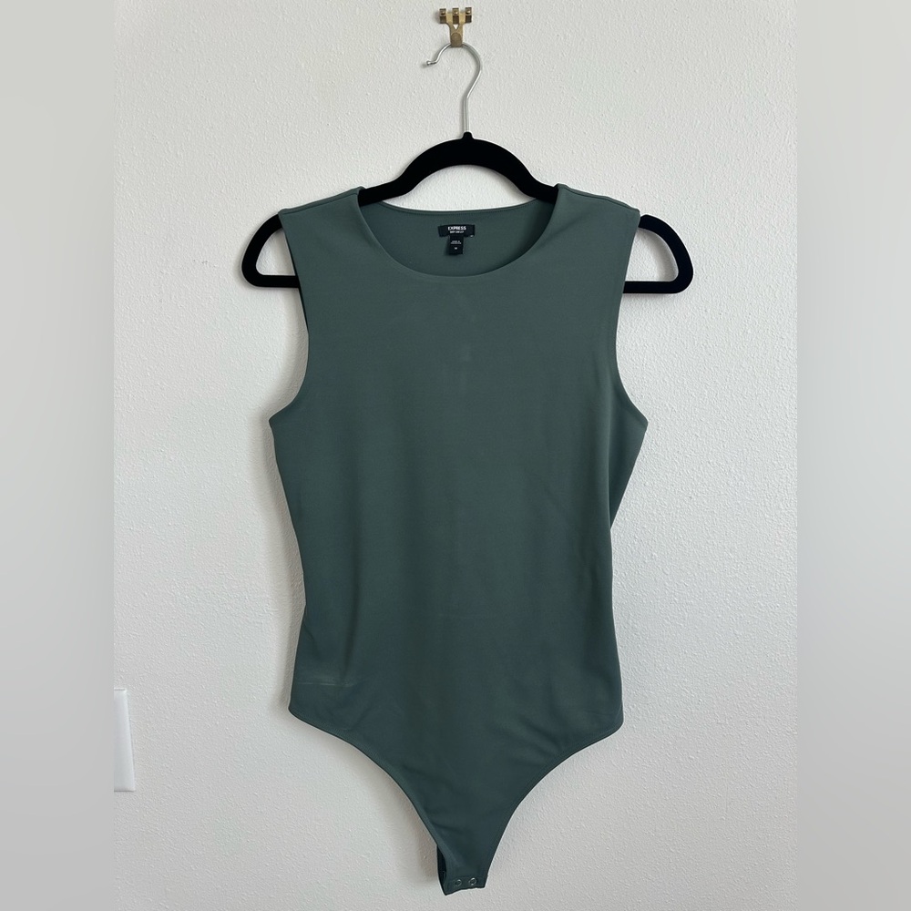 Express Green Fitted Bodysuit with cut out back